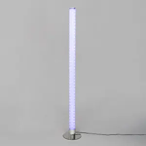 Litecraft Chrome RGB LED Cylinder Shimmer Glow Kids Floor Lamp