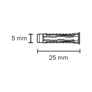 Diall Universal Grey Nylon Wall plug (Dia)5mm (L)25mm, Pack of 20