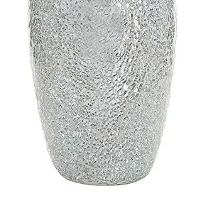 London Boutique Vases for Flowers Handmade Mosaic Glitter Vase Decorative Sparkled Glass gift present (Silver)