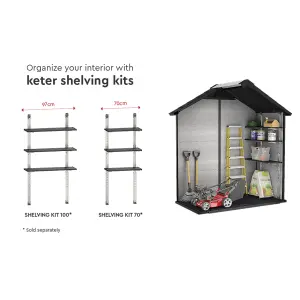 Keter Oakland Grey Plastic 2 door Shed with floor & 2 windows (Base included)