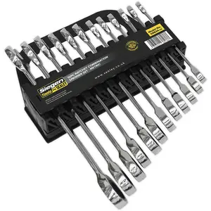 12-Piece Slim Handle Ratchet Spanner Set for Tight Spaces - Metric Sizes