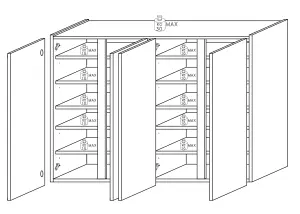 FURNICOMP Chelsea 4 Door White Gloss and Cadiz Oak Large 50 Pair Shoe Cabinet