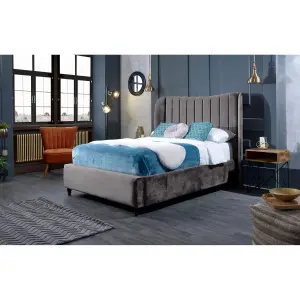 Carli Plush Velvet Silver Bed Frame