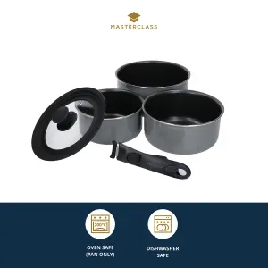 MasterClass Smart Space 5 Piece Saucepan Set with Removable Handle and Universal Lid