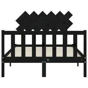 Berkfield Bed Frame with Headboard Black 120x200 cm Solid Wood