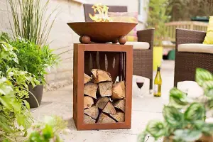 La Hacienda Ochiba Firepit with Log Store