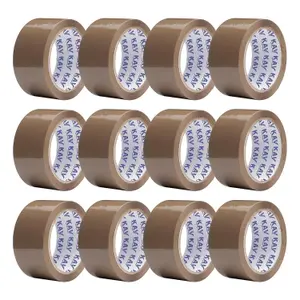 KAV Strong Adhesive Brown Packaging Tape - 48MM x 66M Rolls for Secure Box Sealing, Parcel Tape with Improved Formula (12)