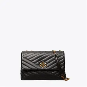 Tory Burch Women's Kira Chevron Convertible Shoulder Bag In Black/Gold, One Size