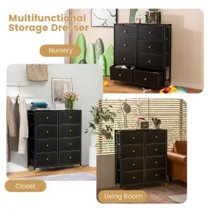 Costway 8 Drawers Dresser Tower Organizer Fabric Storage Chest of Drawers W/ Metal Frame