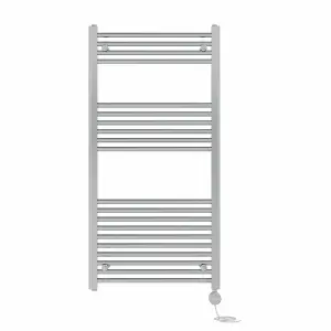 Right Radiators Prefilled Thermostatic Electric Heated Towel Rail Straight Ladder Warmer Rads - Chrome 1200x600 mm