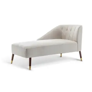 Left Hand Chaise Lounge in Faux Leather Suede Cream