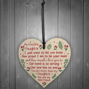 Red Ocean Daughter Gifts From Mum and Dad Daugher Gifts Birthday Or Christmas Wood Heart