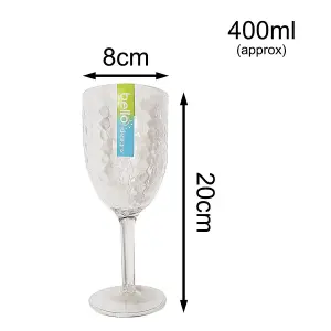 Pack of 24 Wine Goblets Drinks Glasses Modern Dimple Effect Reusable Plastic Outdoor Party Summer BBQ Cups Bulk Wine Glasses