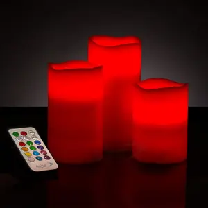 4Pc Colour Changing Led Wax Mood Candles Vanilla Scented Flameless With Remote