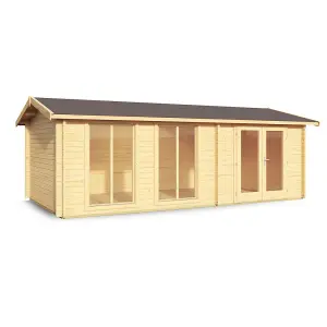 Lasita Shetland Garden Log Cabin - 6m x 3m - Large Apex Garden Summer House Double Column Windows - Double Glazed