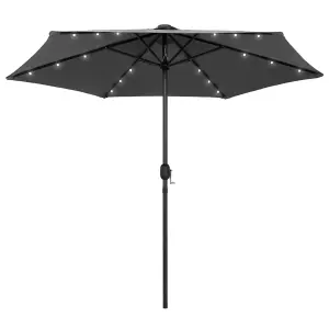 Berkfield Parasol with LED Lights and Aluminium Pole 270 cm Anthracite