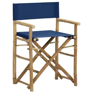 Berkfield Folding Director's Chairs 2 pcs Blue Bamboo and Fabric