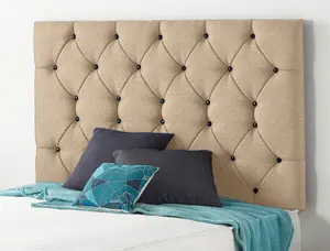 Somnior Premier Plush Beige Divan Base With Headboard - Small Double