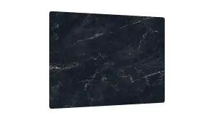 ALLboards Glass Chopping Board Black Marble 60x52cm Cutting Board Splashback Worktop Saver for Kitchen Hob Protection