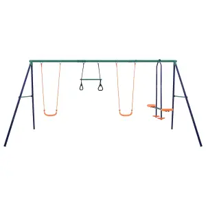 Berkfield Swing Set with Gymnastic Rings and 4 Seats Steel