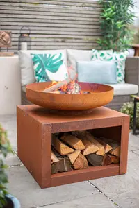 La Hacienda Kuda Medium Firepit - Oxidised/Steel - L60 x W60 x H57 cm - Natural