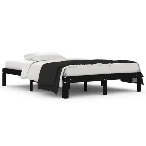 Berkfield Bed Frame Black Solid Wood 135x190 cm Double