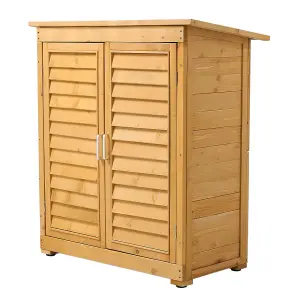 2 x 3 ft Wooden Garden Storage Cabinet Shed Box Organizer Pent Roof with 2 Tier Storage Shelf