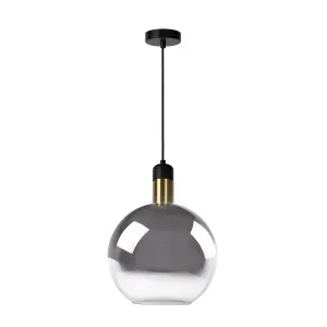 Lucide Julius Vintage Pendant Light 28cm - 1xE27 - Smoke Grey