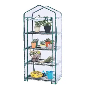 Greenhouse with Easy-Fit Frame and Heavy Duty Cover - 4 Shelf