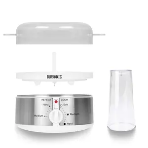 Duronic EB35 7 Egg Boiler Poacher, Steamer Cooker with Timer and Buzzer, Includes Egg Cup Piercer & Water Cup, 350W - white