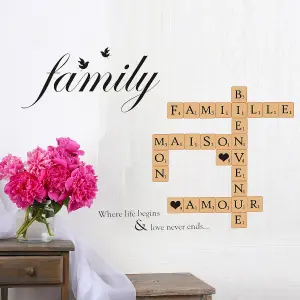 Walplus Word Puzzles - 68 Letters - Family Birds Quote Wall Stickers Mural Decal