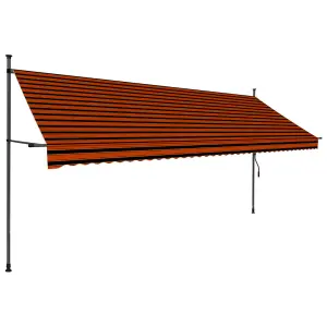 Berkfield Manual Retractable Awning with LED 400 cm Orange and Brown