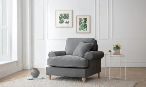 Sofas Express Mumbles Charcoal Grey Scroll Manhattan Arm Chair