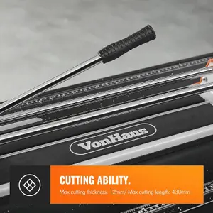 VonHaus Tile Cutter 430mm - Manual Tile Cutters for Ceramic Tiles, Glazed Floor & Wall - Straight Edge Cutter w/ Measurement Guide