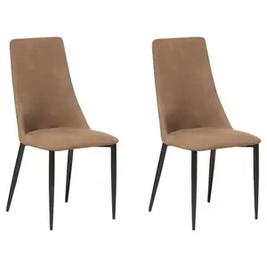 Set of 2 Dining Chairs CLAYTON Faux Leather Golden Brown