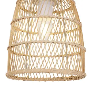 First Choice Lighting Set of 2 Bamboo Natural Bamboo Easy Fit Pendant Shades