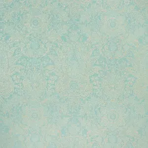 Galerie Precious Turquoise Glitter Brocade Damask Wallpaper Roll