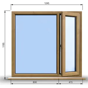 1245mm (W) x 1195mm (H) Wooden Stormproof Window - 1/3 Right Opening Window - Toughened Safety Glass