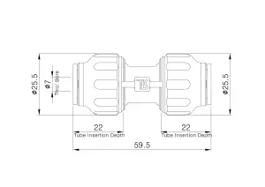 Flomasta White Push-fit Equal Pipe fitting coupler x 10mm