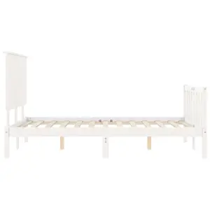 Berkfield Bed Frame with Headboard White Super King Size Solid Wood