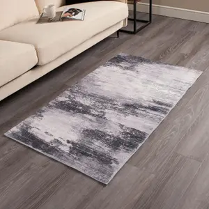 Rug Abstract Area Carpet Modern Rugs Geometric, Grey - 80 x 150cm