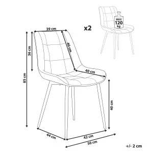 Set of 2 Dining Chairs MELROSE Velvet Taupe