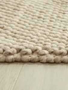 Beige Modern Plain Wool Hand Made Easy To Clean Rug For Dining Room Bedroom & Living Room-120cm X 170cm