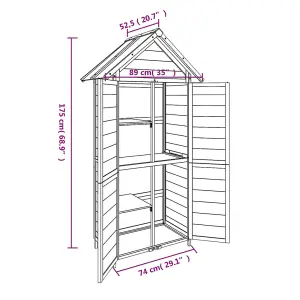 Berkfield Garden Tool Shed Mocha 89x52.5x175 cm Solid Wood Pine