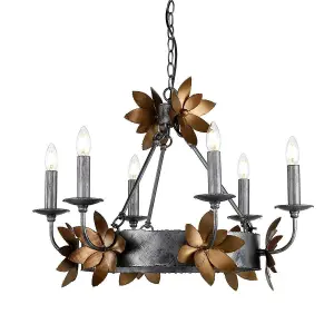 Luminosa Simone 6 Light Chandelier Bronze, Gold Finish, E14