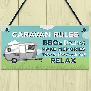 Red Ocean Caravan Rules Plaque Novelty Caravan Accessories Motorhome Gifts And Signs