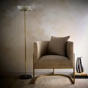 Carter 2 Light Ribbed Glass Brass Floor Lamp