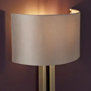 Luminosa Macerata Wall Lamp Matt Antique Brass Plate & Mink Satin Fabric