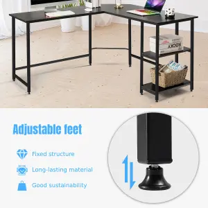 Costway Industrial L-Shaped Corner Computer Desk PC Table Large Workstation w/ Storage