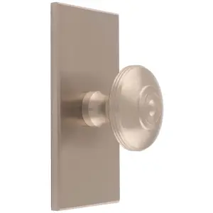 32mm Round Cabinet Door Knob & 76x40mm Matching Backplate - Satin Nickel Handle